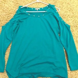 Aqua long sleeve shirt with studs